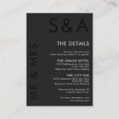 ミニマモダンリストモノグラムブラック&ホワイト結婚ズ エンクロージャーカード (正面)