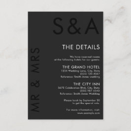 ミニマモダンリストモノグラムブラック&ホワイト結婚ズ エンクロージャーカード