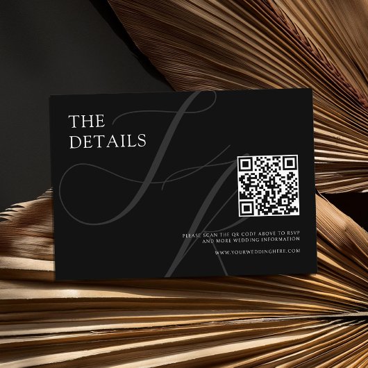 ミニマモダンリストモノグラムブラック&ホワイト結婚ズ エンクロージャーカード