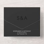 ミニマモダンリストモノグラムブラック&ホワイト結婚ズ オールインワン招待状 (裏面)