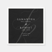 ミニマモダンリストモノグラムブラック&ホワイト結婚ズ スタンダードカクテルナプキン (正面)