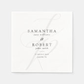 ミニマモダンリストモノグラムブラック&ホワイト結婚ズ スタンダードカクテルナプキン (正面)