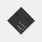 ミニマモダンリストモノグラムブラック&ホワイト結婚ズ スタンダードカクテルナプキン (角)