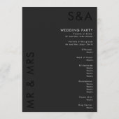 ミニマモダンリストモノグラムブラック&ホワイト結婚ズ プログラム (裏面)