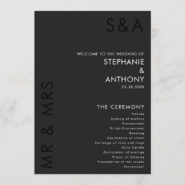 ミニマモダンリストモノグラムブラック&ホワイト結婚ズ プログラム