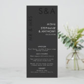 ミニマモダンリストモノグラムブラック&ホワイト結婚ズ メニュー (スタンド正面)