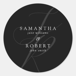 ミニマモダンリストモノグラムブラック&ホワイト結婚ズ ラウンドシール