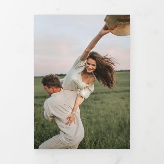 ミニマモダンリストモノグラムブラック&ホワイト結婚ズ 三つ折り招待状 (カバー)