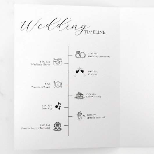 ミニマモダンリストモノグラムブラック&ホワイト結婚ズ 三つ折り招待状 (内部最初)