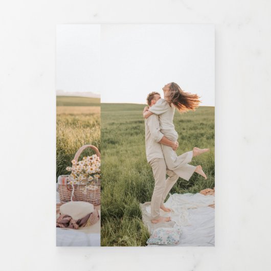 ミニマモダンリストモノグラムブラック&ホワイト結婚ズ 三つ折り招待状 (カバー)