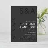 ミニマモダンリストモノグラムブラック&ホワイト結婚ズ 招待状 (スタンド正面)