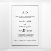 ミニマモダンリストモノグラム前のブ結婚ランチ 三つ折り招待状 (内部中)