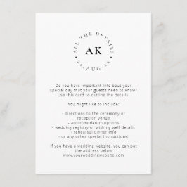 ミニマモダンリストモノグラム結婚イニシャル エンクロージャーカード