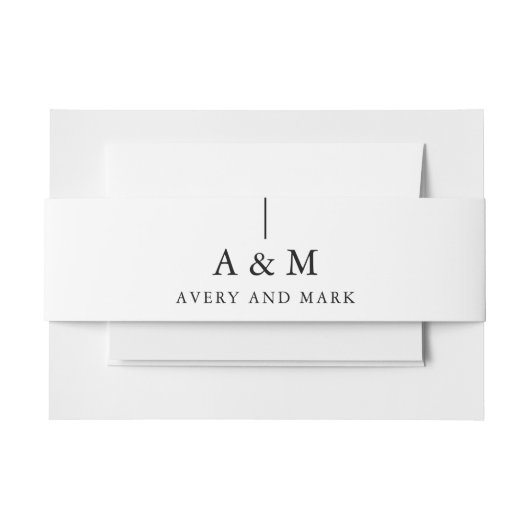 ミニマモダンリストモノグラム結婚カップル 招待状ベリーバンド (正面例)