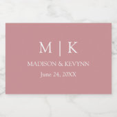 ミニマモダンリストモノグラム結婚ズほこりっぽいバラミニ スパークリングワインラベル (シングルラベル)