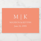 ミニマモダンリストモノグラム結婚ズピーチミニ スパークリングワインラベル (シングルラベル)