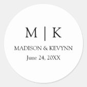 ミニマモダンリストモノグラム結婚ズ封筒用シール ラウンドシール (正面)