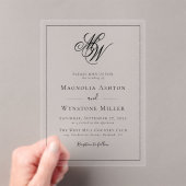 ミニマモダンリストモノグラム結婚ズ アクリル招待状 (インサイチュ (ポータブル))