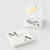 ミニマモダンリストモノグラム結婚ズ ストーンコースター (横)
