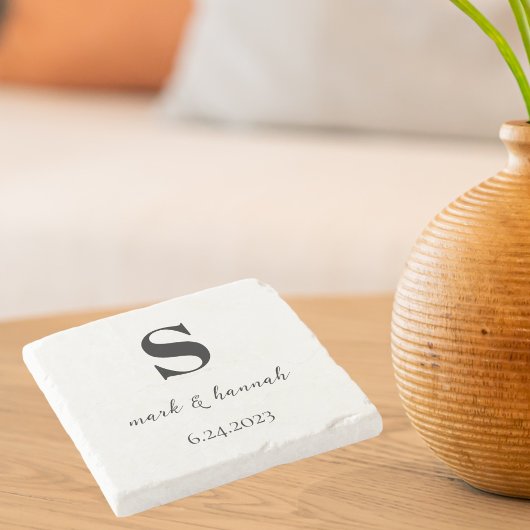 ミニマモダンリストモノグラム結婚ズ ストーンコースター