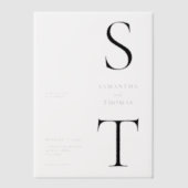 ミニマモダンリストモノグラム結婚ズ ベラム紙招待状 (正面)