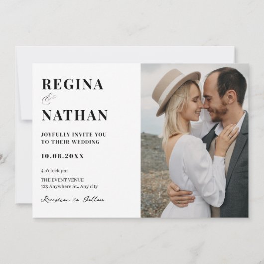 ミニマモダンリストモノグラム結婚ズ 招待状 (裏面)