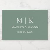 ミニマモダンリストモノグラム結婚ズSage Green Mini スパークリングワインラベル (シングルラベル)