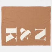 ミニマモダンリストモノグラム結婚テラコッタ フリースブランケット (正面(横))