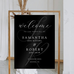 ミニマモダンリストモノグラム結婚ブラック アクリルサイン