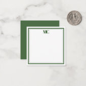 ミニマモダンリストモノグラム縁ど2ハンターグリーン ノートカード (正面/裏面インサイチュ)