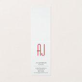 ミニマモダンリストモノグラム赤白プレーン 名刺 (外部フラット)