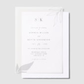 ミニマモダンリストモノグラム離れブランチズ結婚ズ ベラム紙招待状 (オフセット)
