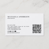 ミニマモダンリストモノグラムQRコードおよびソーシャルメディア 名刺 (裏面)