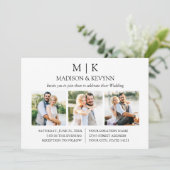 ミニマモダンリストモノグラムQRコード3写真結婚s 招待状 (スタンド正面)