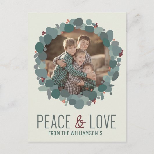 ミニマモダンリストユーカリ写真リースデザイン ポストカード (正面)