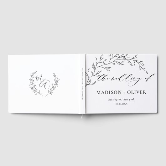 ミニマモダンリストラインローレル植物学結婚校 ゲストブック (全面)