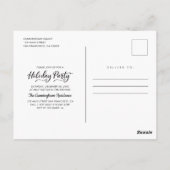 ミニマモダンリストリースホリデーパーティー招待状 ポストカード (裏面)