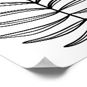 ミニマモダンリストリーフラインアートスケッチイン黒 ポスター (角)