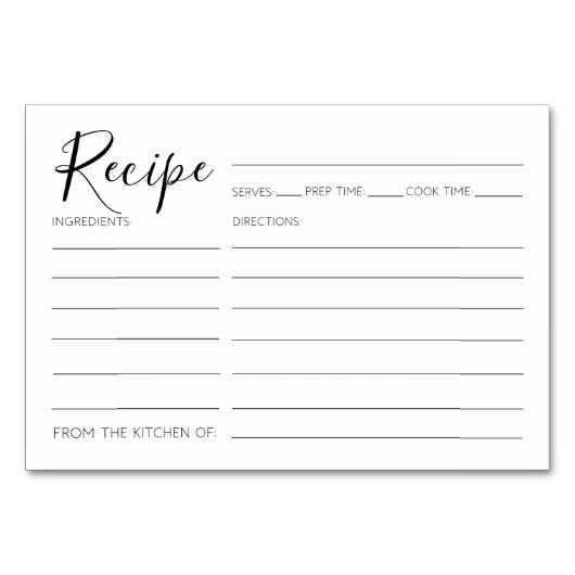 ミニマモダンリストレシピカードブライダルシャワー テーブルナンバー (正面)