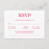 ミニマモダンリストレッドローズウェディングRSVP エンクロージャーカード (正面)