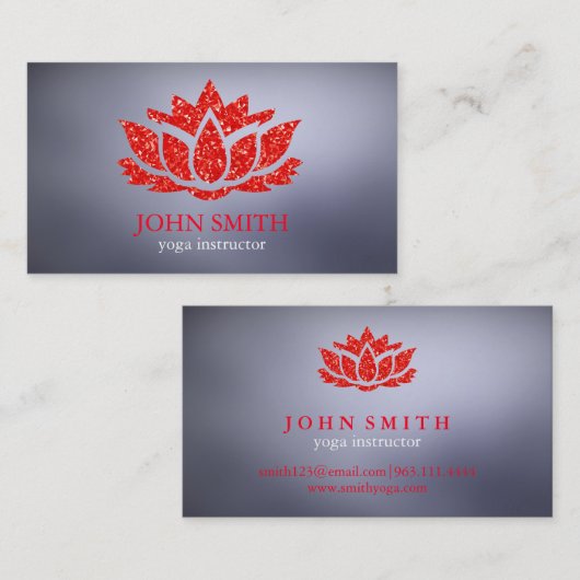 ミニマモダンリストレッドロータスヨガインストラクター 名刺 (正面/裏面)
