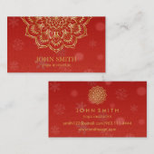 ミニマモダンリストレッド金ゴールドロータスヨガインストラクターB 名刺 (正面/裏面)