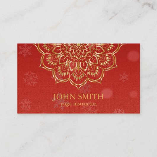 ミニマモダンリストレッド金ゴールドロータスヨガインストラクターB 名刺 (正面)