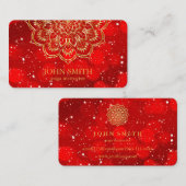 ミニマモダンリストレッド金ゴールドロータスヨガインストラクターB 名刺 (正面/裏面)