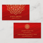 ミニマモダンリストレッド金ゴールドロータスヨガインストラクターB 名刺 (正面/裏面)