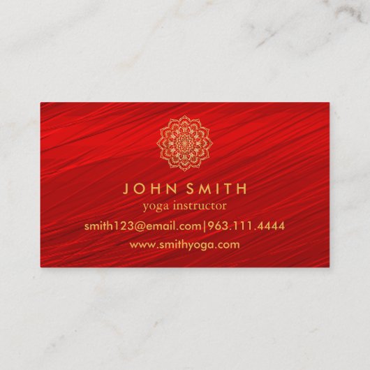 ミニマモダンリストレッド金ゴールドロータスヨガインストラクターB 名刺 (裏面)