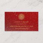 ミニマモダンリストレッド金ゴールドロータスヨガインストラクターB 名刺 (裏面)