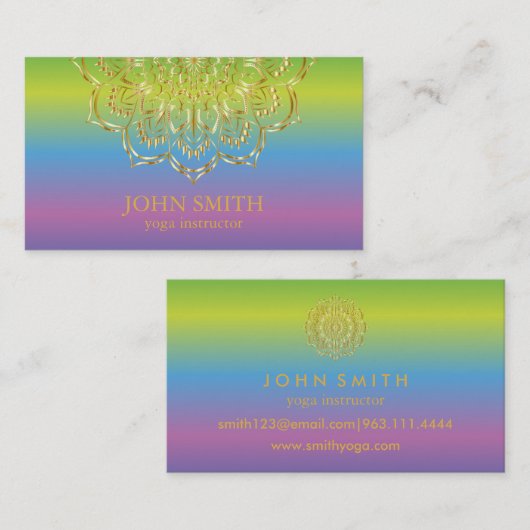 ミニマモダンリストレッド金ゴールドロータスヨガインストラクターB 名刺 (正面/裏面)