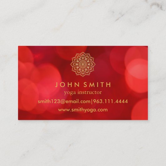 ミニマモダンリストレッド金ゴールドロータスヨガインストラクターB 名刺 (裏面)