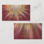 ミニマモダンリストレッド金ゴールドロータスヨガインストラクターB 名刺 (正面/裏面)